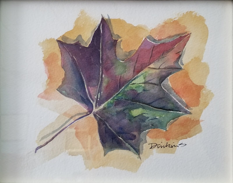 Colorful Maple Leaf, a watercolor painting by William Dinkins